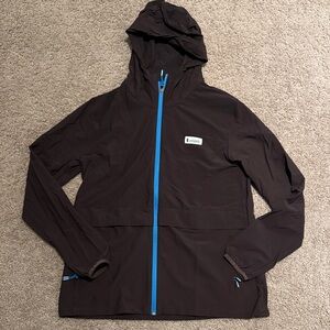 Cotopaxi Men's Dark Brown Windbreaker with Blue Zipper